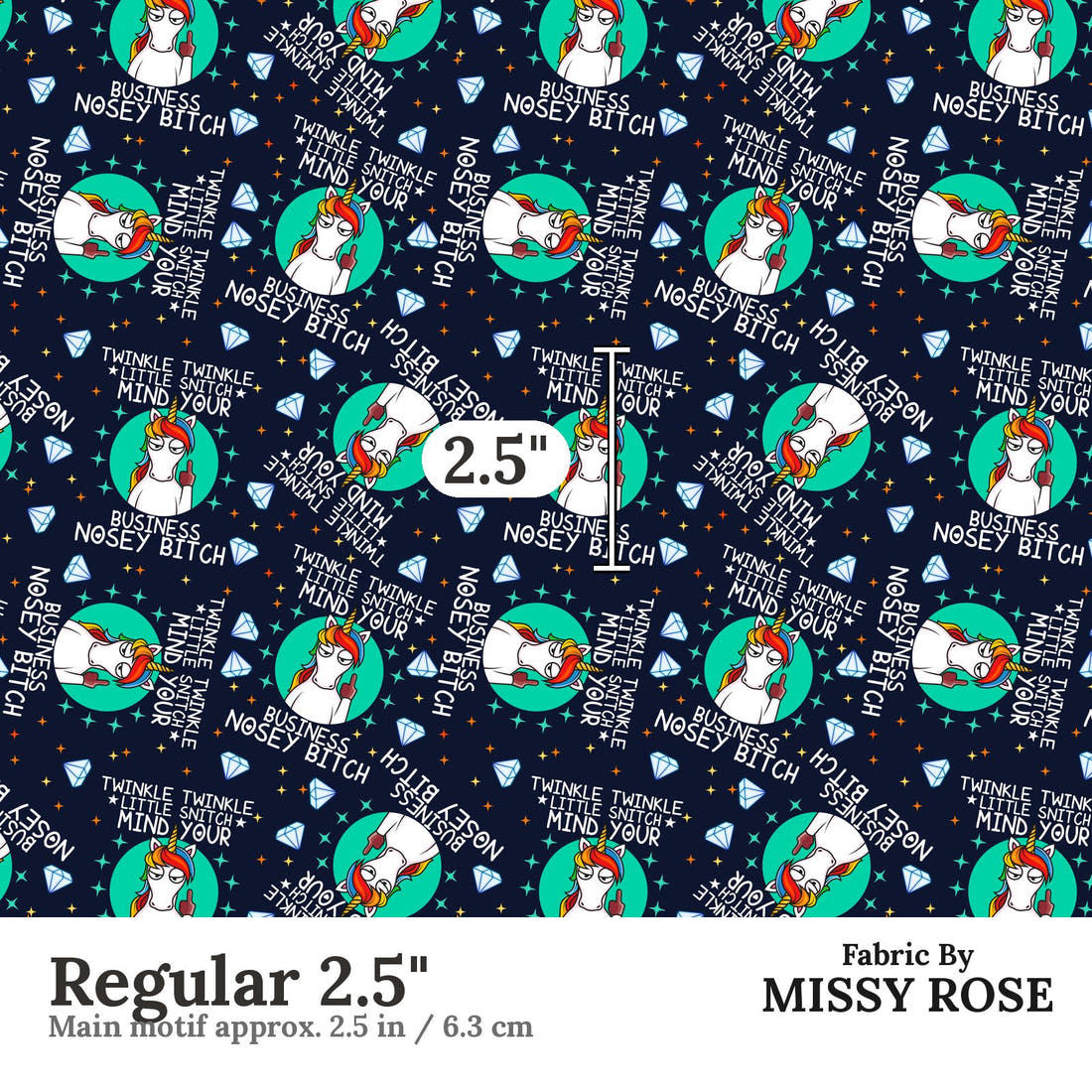 Profanity Fabric 320 Regular 2.5 inch print scale guide | Fabric by Missy Rose
