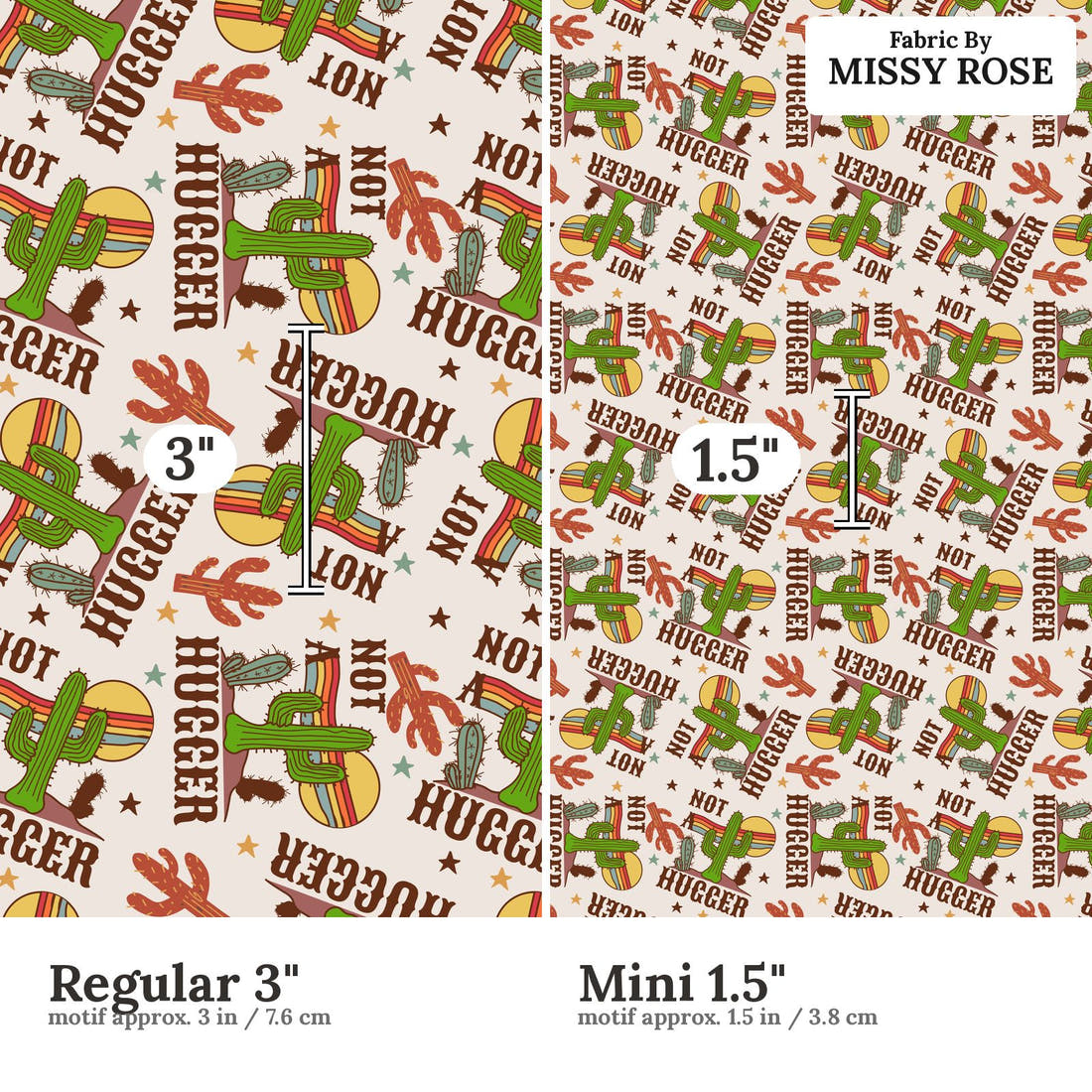 Profanity Fabric 321 Regular 3 inch vs Mini 1.5 inch print scale side by side | Fabric by Missy Rose
