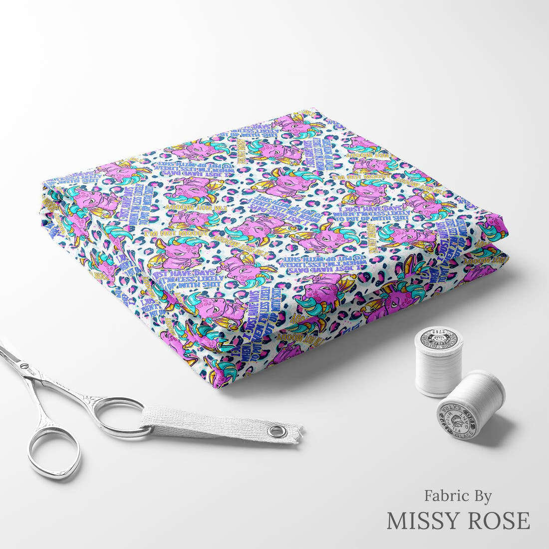 Profanity Fabric 323 folded fabric stack with matching thread - pre-order fabric Australia | Fabric by Missy Rose