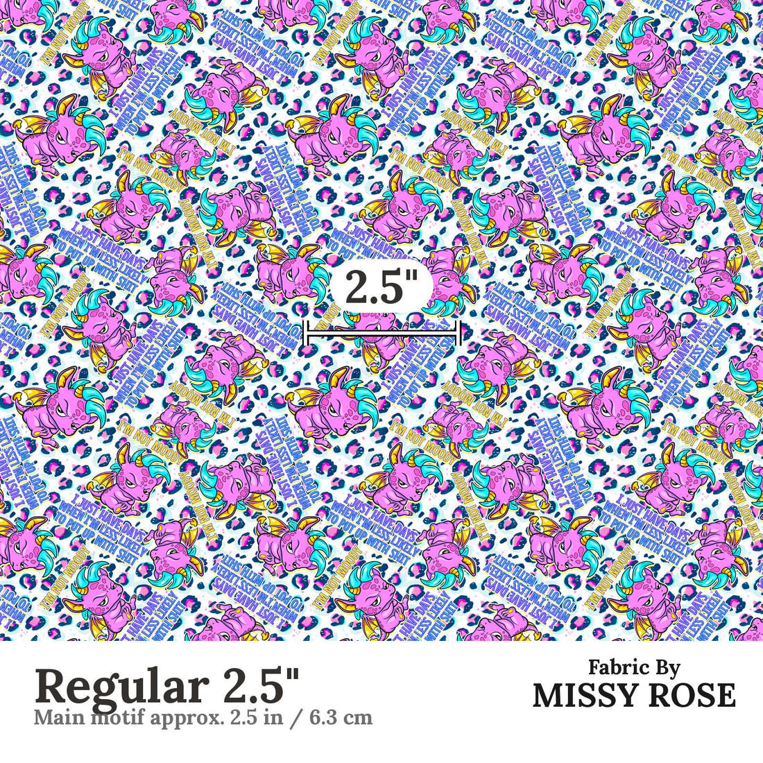 Profanity Fabric 323 Regular 2.5 inch print scale guide | Fabric by Missy Rose