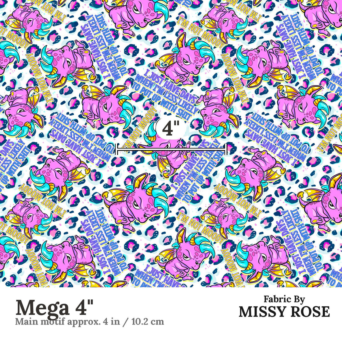 Profanity Fabric 323 Mega 4 inch print scale guide | Fabric by Missy Rose