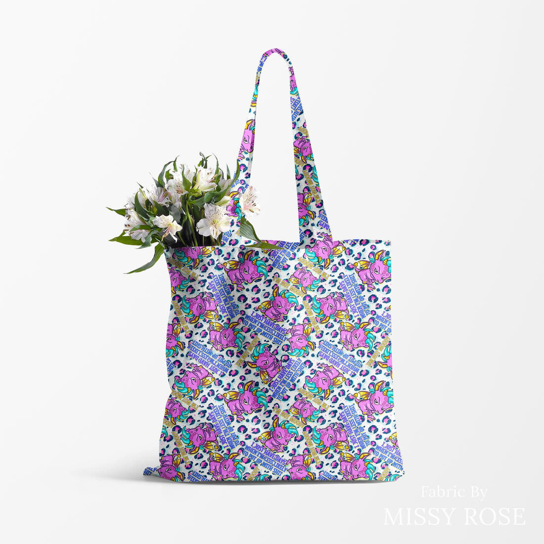Profanity Fabric 323 made up as a tote bag - see how the print looks made up | Fabric by Missy Rose