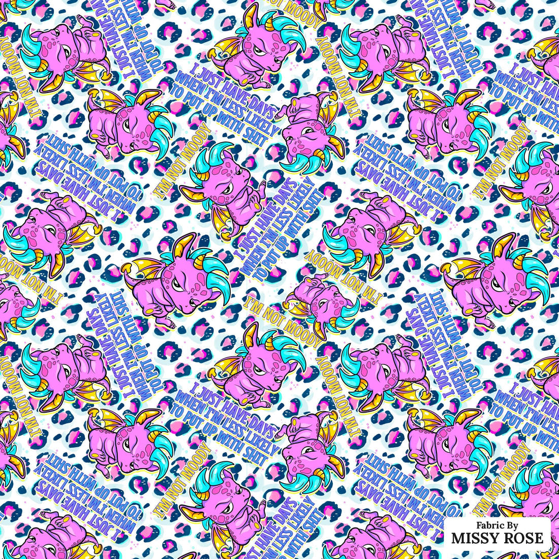 Profanity Fabric 323 - flat view of the print, zoom in for detail | Fabric by Missy Rose