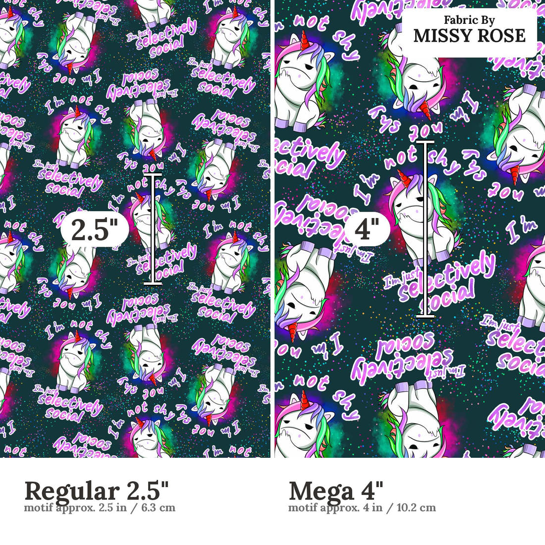 Profanity Fabric 324 Regular 2.5 inch vs Mega 4 inch print scale side by side | Fabric by Missy Rose