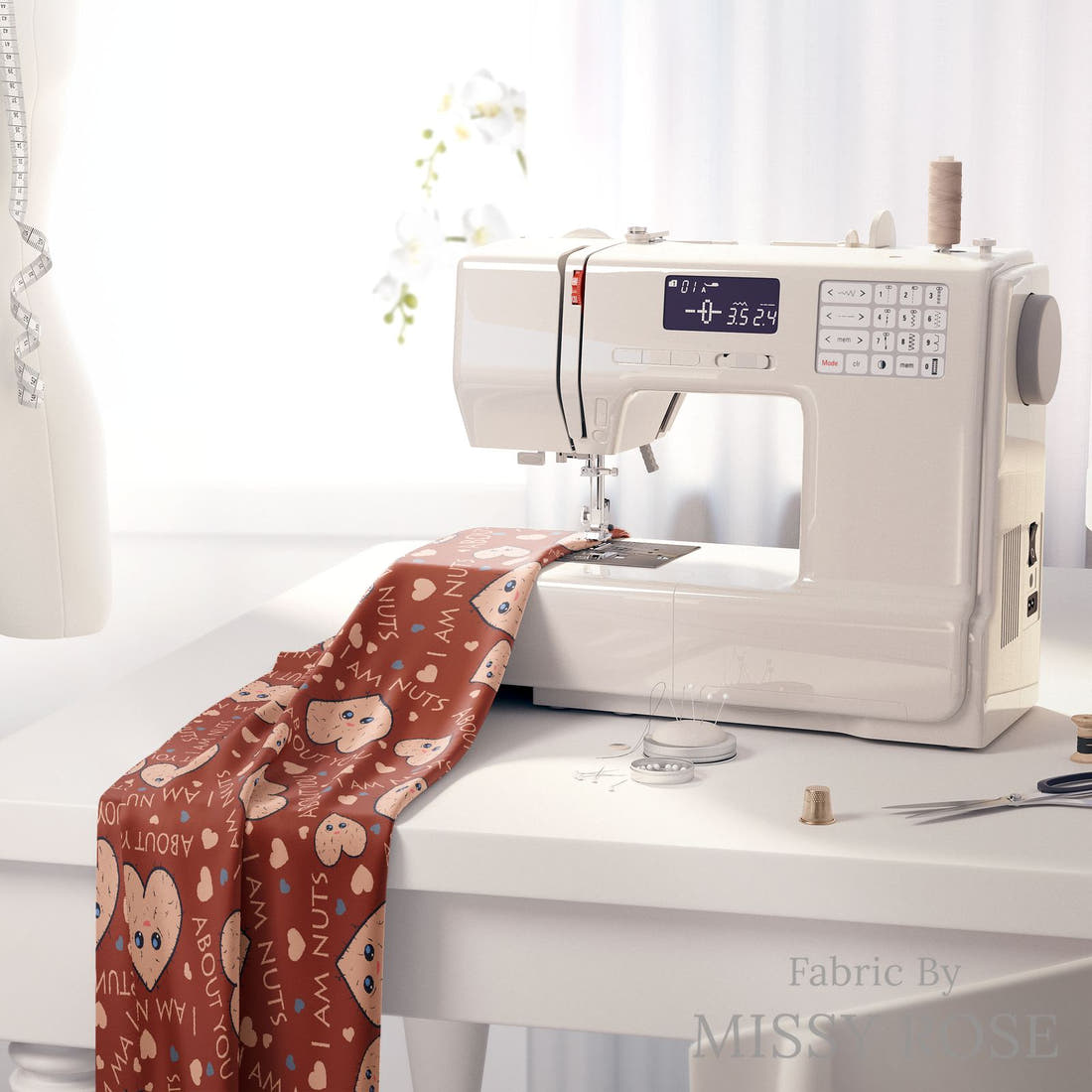 Profanity Fabric 325 on a sewing machine - premium fabric for sewing projects | Fabric by Missy Rose