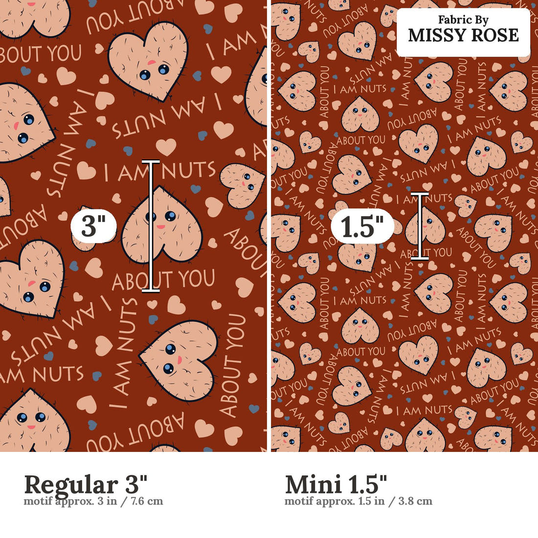 Profanity Fabric 325 Regular 3 inch vs Mini 1.5 inch print scale side by side | Fabric by Missy Rose