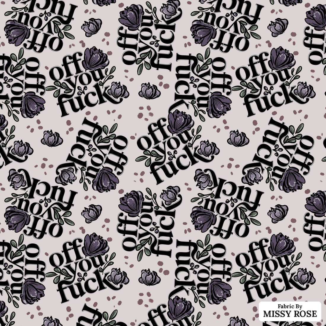 Profanity Fabric 326 - flat view of the print, zoom in for detail | Fabric by Missy Rose