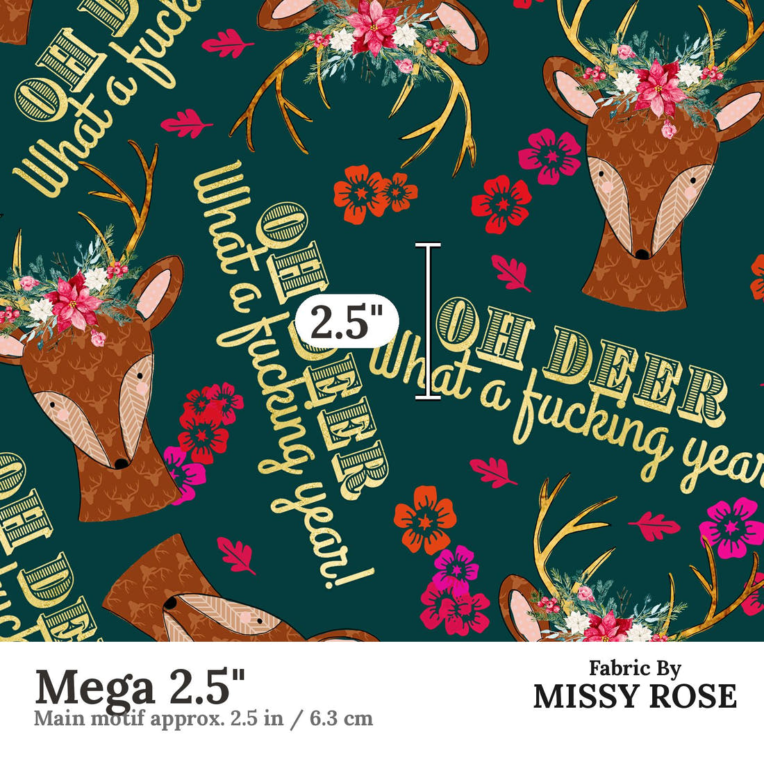 Profanity Fabric 327 Mega 2.5 inch print scale guide | Fabric by Missy Rose