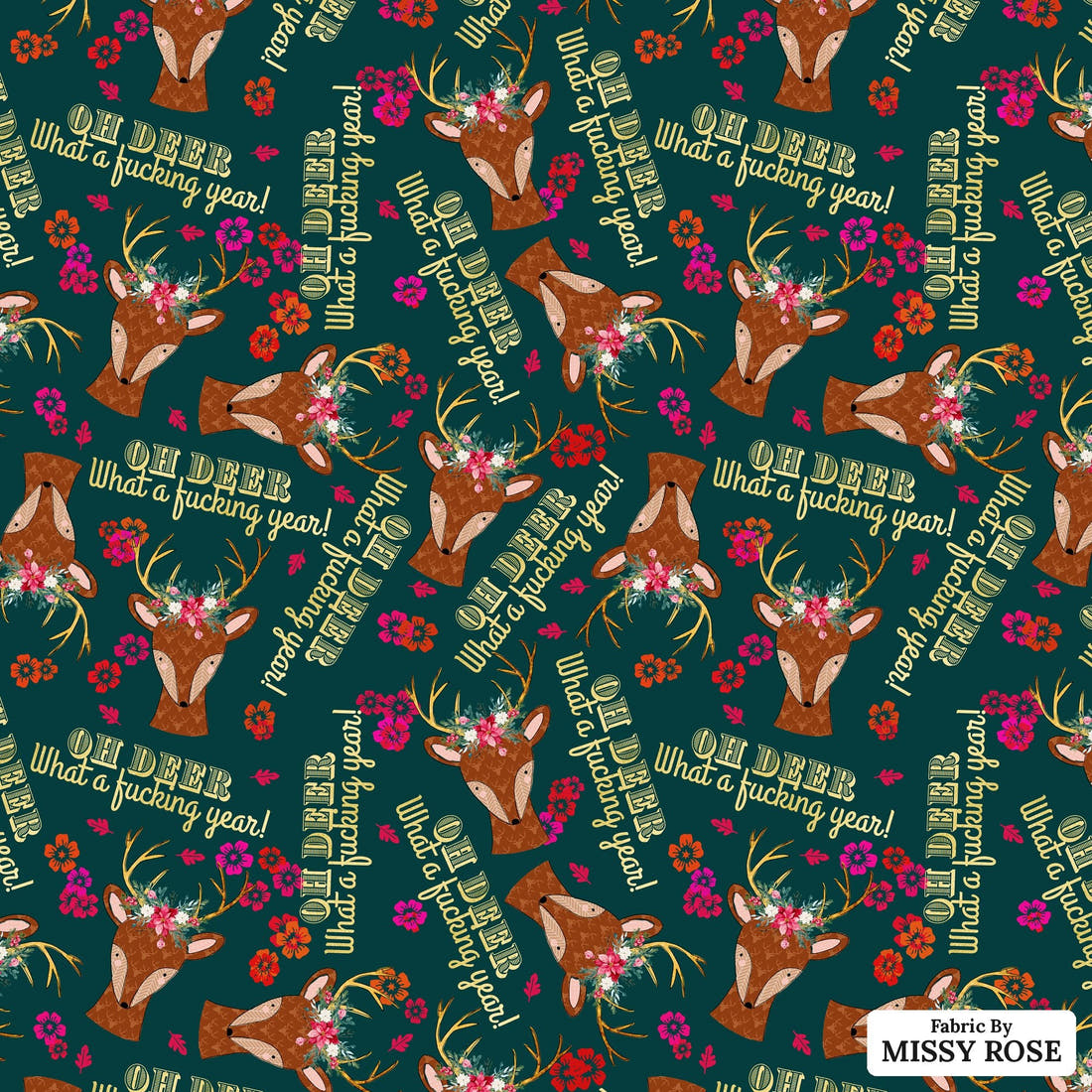 Profanity Fabric 327 - flat view of the print, zoom in for detail | Fabric by Missy Rose