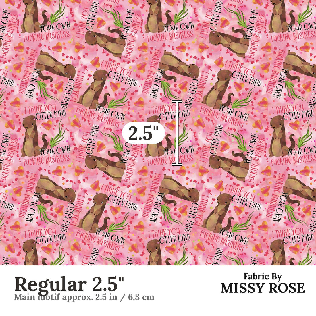 Profanity Fabric 328 Regular 2.5 inch print scale guide | Fabric by Missy Rose