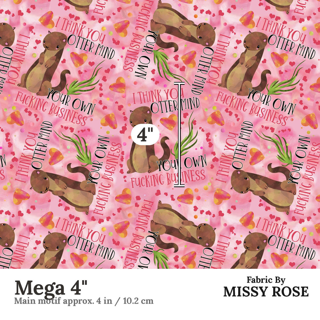 Profanity Fabric 328 Mega 4 inch print scale guide | Fabric by Missy Rose