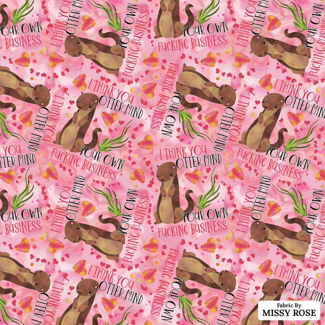 Profanity Fabric 328 - flat view of the print, zoom in for detail | Fabric by Missy Rose