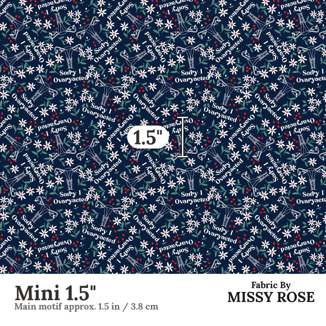 Profanity Fabric 329 Mini 1.5 inch print scale guide | Fabric by Missy Rose