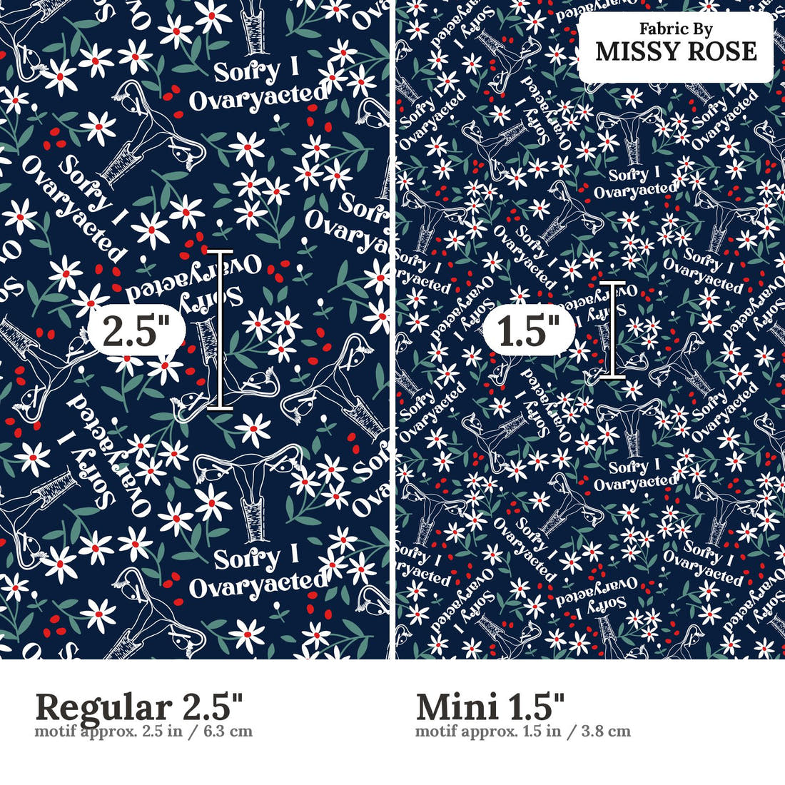 Profanity Fabric 329 Regular 2.5 inch vs Mini 1.5 inch print scale side by side | Fabric by Missy Rose