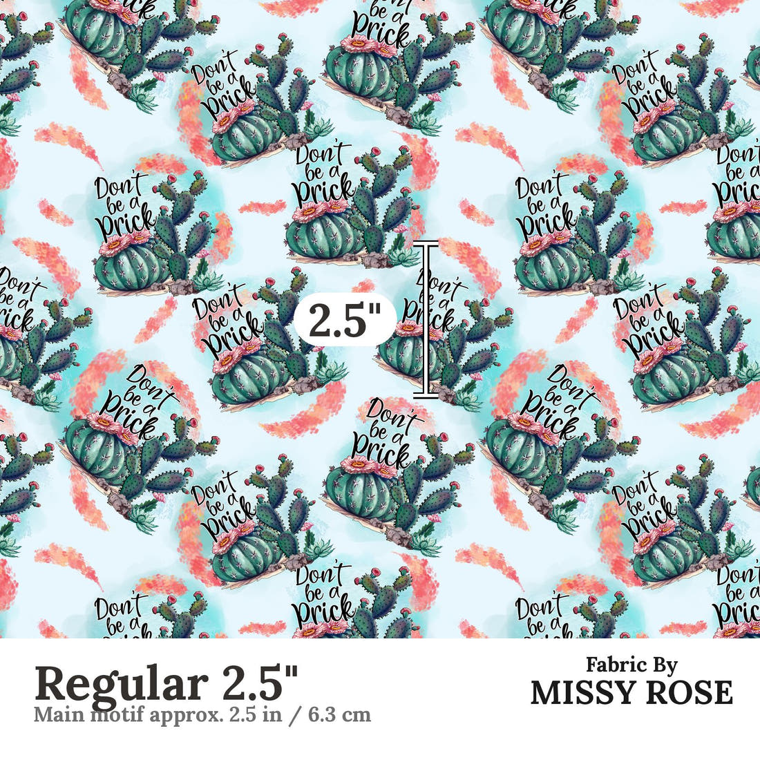 Profanity Fabric 33 Regular 2.5 inch print scale guide | Fabric by Missy Rose