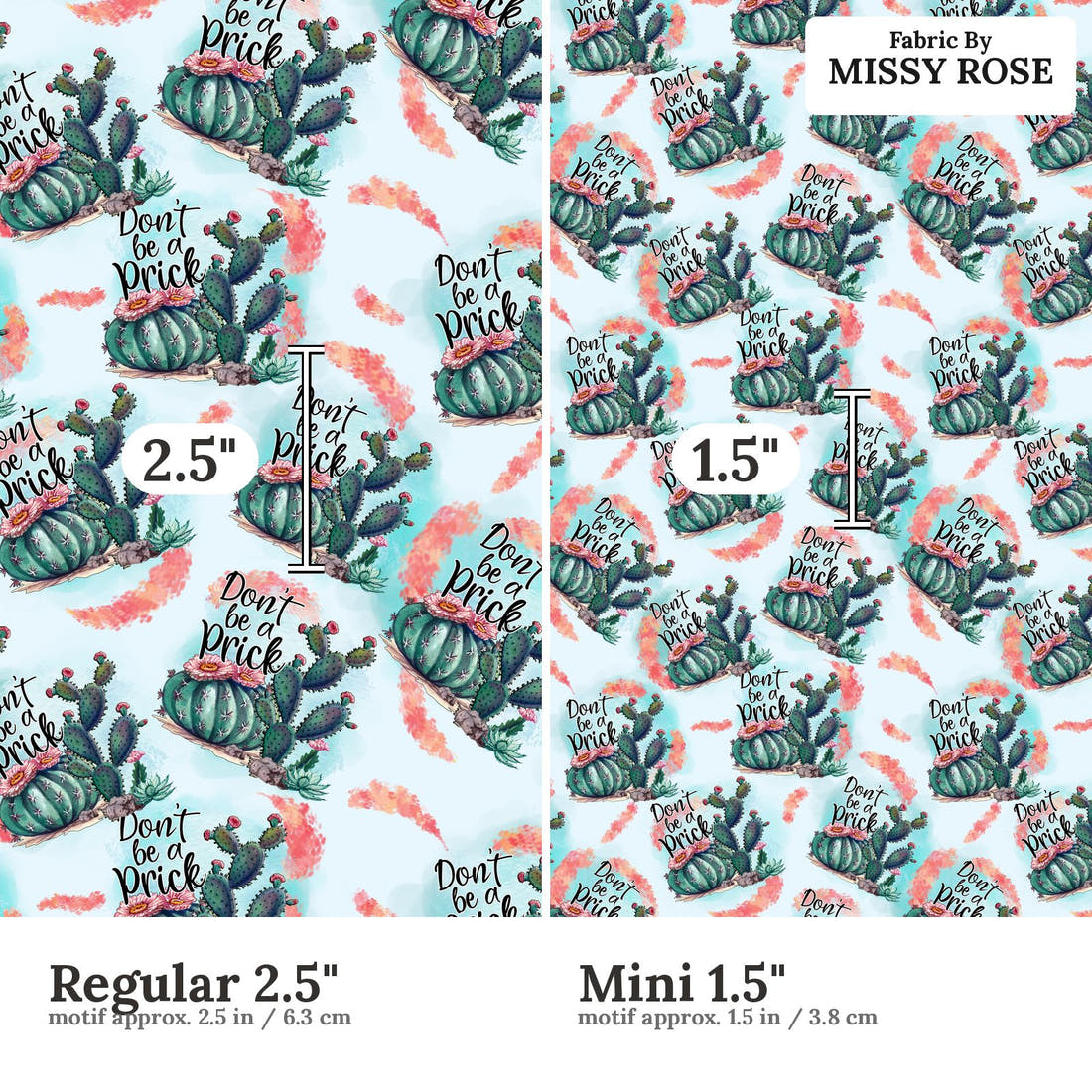 Profanity Fabric 33 Regular 2.5 inch vs Mini 1.5 inch print scale side by side | Fabric by Missy Rose