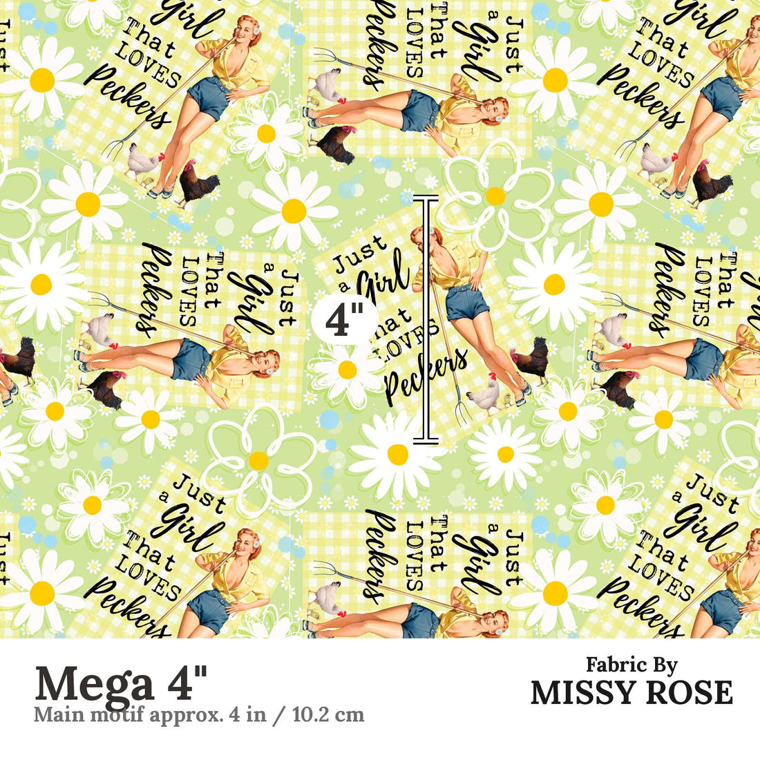 Profanity Fabric 330 Mega 4 inch print scale guide | Fabric by Missy Rose