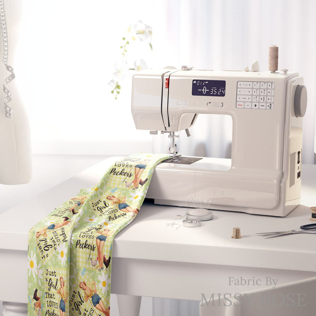 Profanity Fabric 330 on a sewing machine - premium fabric for sewing projects | Fabric by Missy Rose
