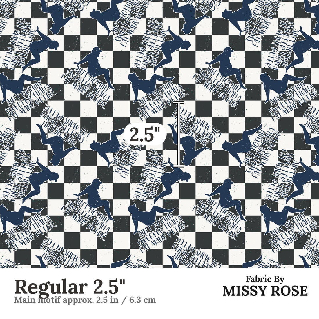 Profanity Fabric 334 Regular 2.5 inch print scale guide | Fabric by Missy Rose