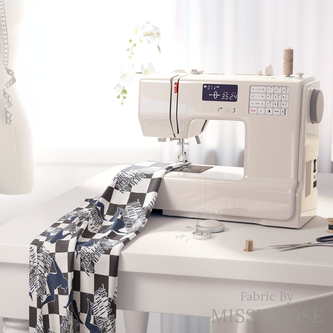 Profanity Fabric 334 on a sewing machine - premium fabric for sewing projects | Fabric by Missy Rose