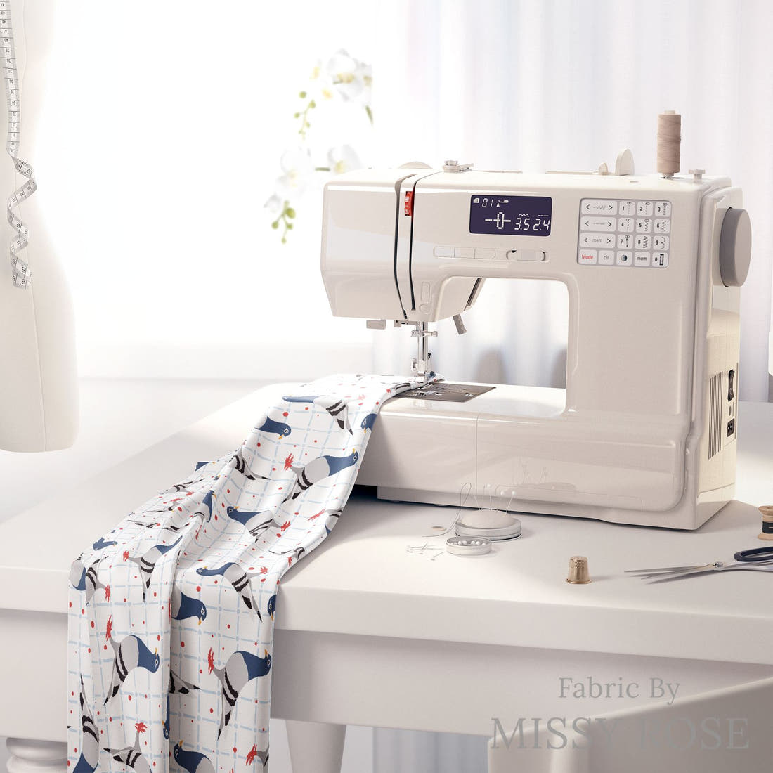 Profanity Fabric 335 on a sewing machine - premium fabric for sewing projects | Fabric by Missy Rose