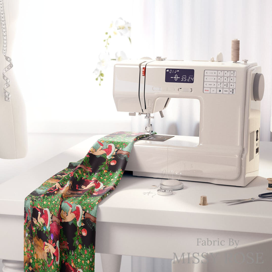 Profanity Fabric 336 on a sewing machine - premium fabric for sewing projects | Fabric by Missy Rose
