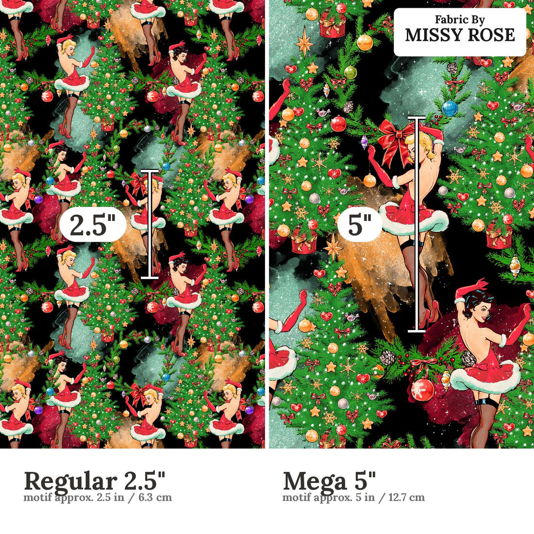 Profanity Fabric 336 Regular 2.5 inch vs Mega 5 inch print scale side by side | Fabric by Missy Rose
