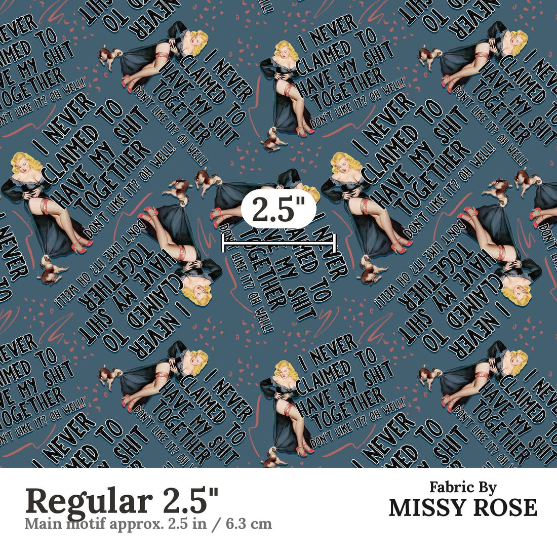 Profanity Fabric 337 Regular 2.5 inch print scale guide | Fabric by Missy Rose
