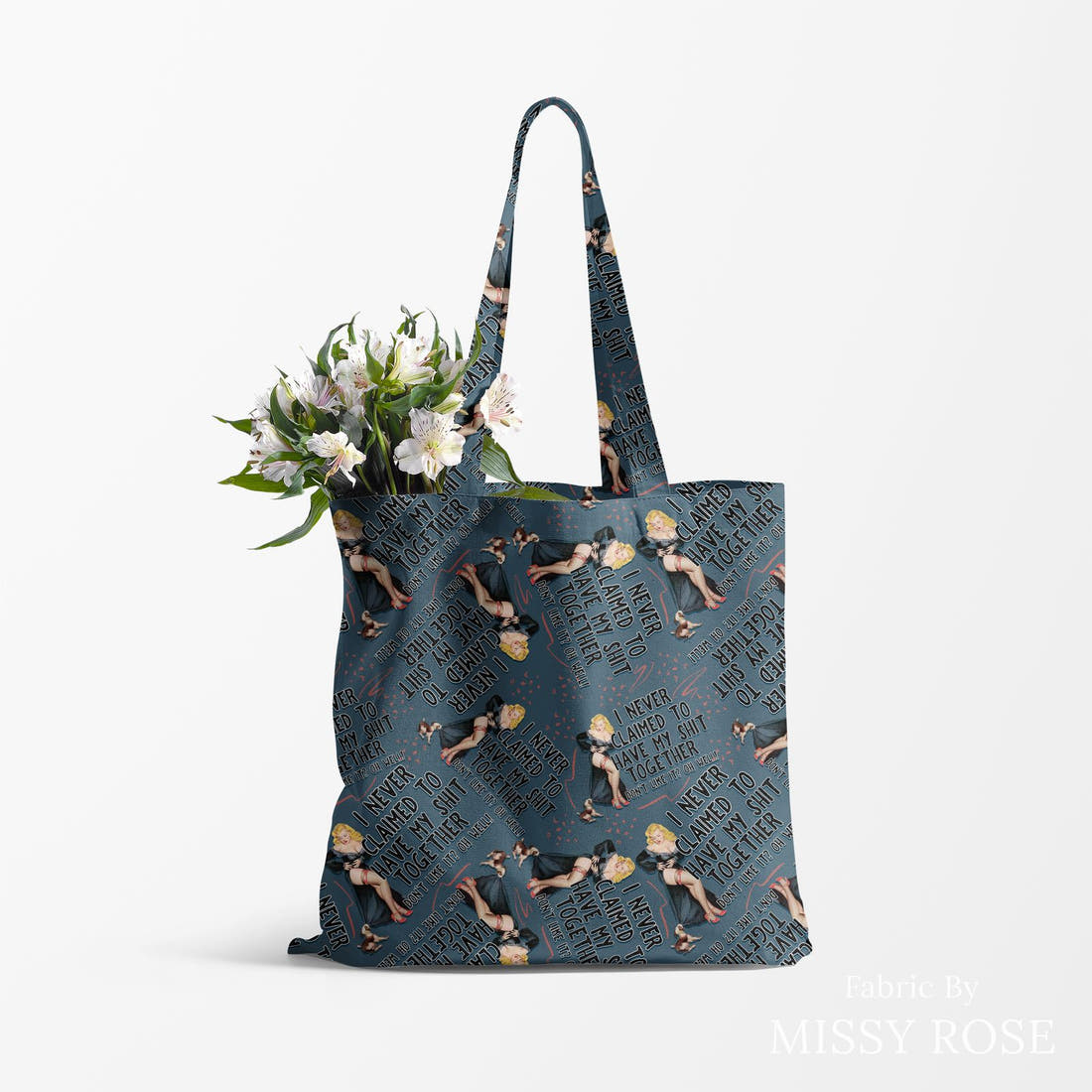 Profanity Fabric 337 made up as a tote bag - see how the print looks made up | Fabric by Missy Rose