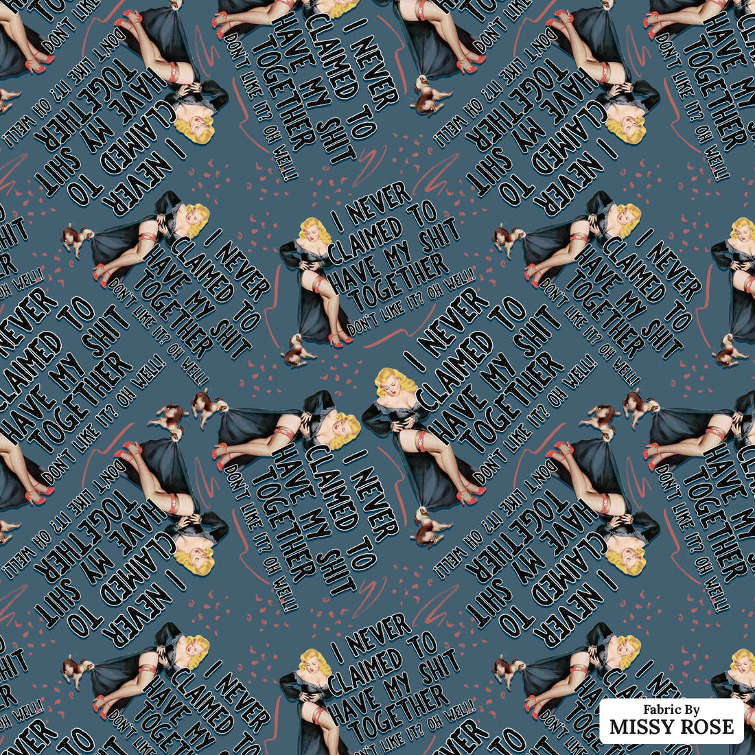 Profanity Fabric 337 - flat view of the print, zoom in for detail | Fabric by Missy Rose