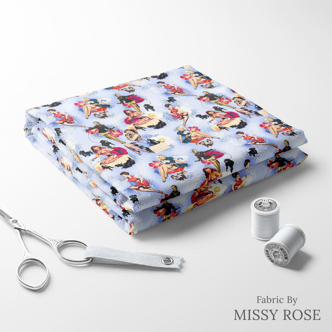 Profanity Fabric 338 folded fabric stack with matching thread - pre-order fabric Australia | Fabric by Missy Rose
