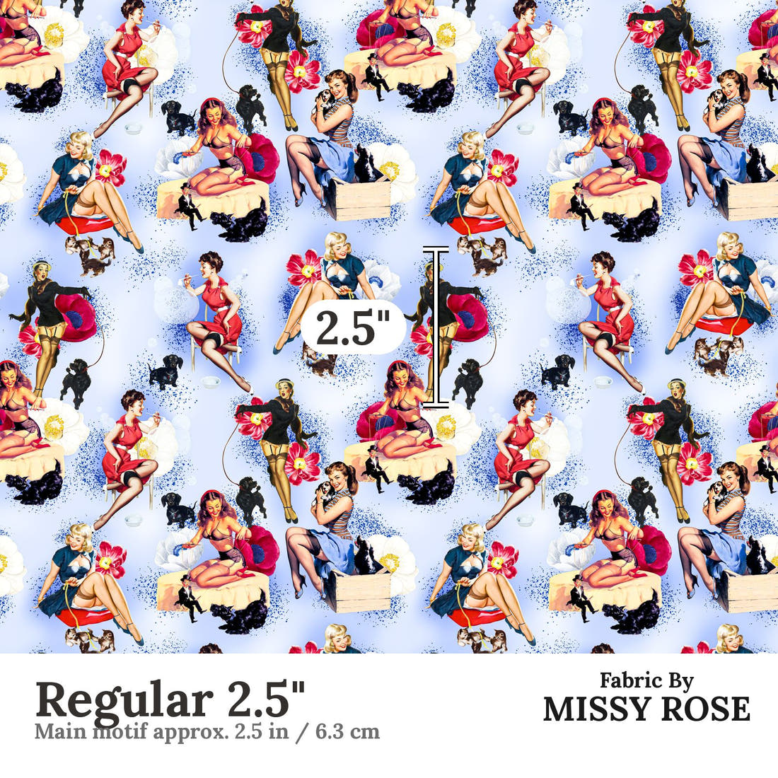 Profanity Fabric 338 Regular 2.5 inch print scale guide | Fabric by Missy Rose