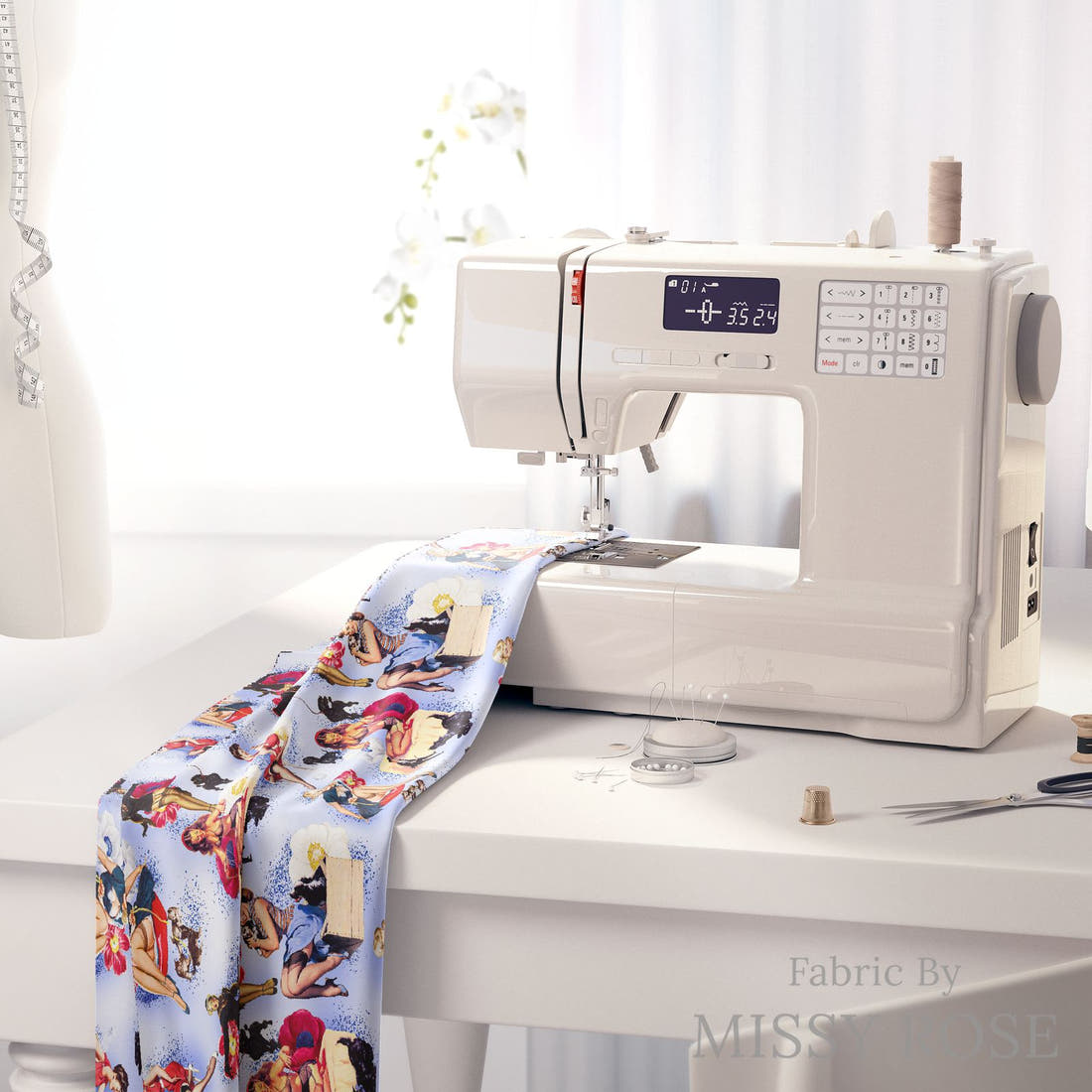 Profanity Fabric 338 on a sewing machine - premium fabric for sewing projects | Fabric by Missy Rose