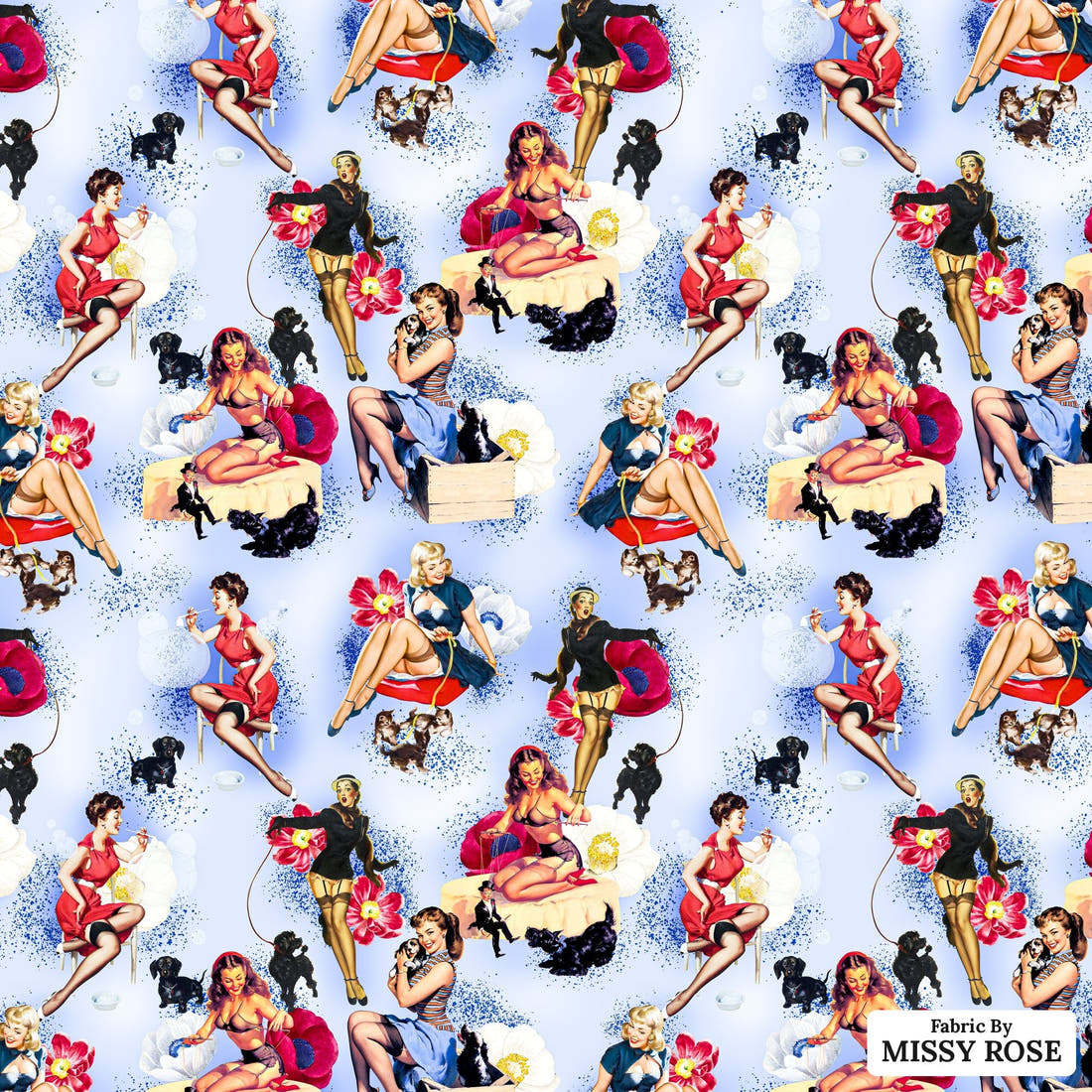 Profanity Fabric 338 - flat view of the print, zoom in for detail | Fabric by Missy Rose