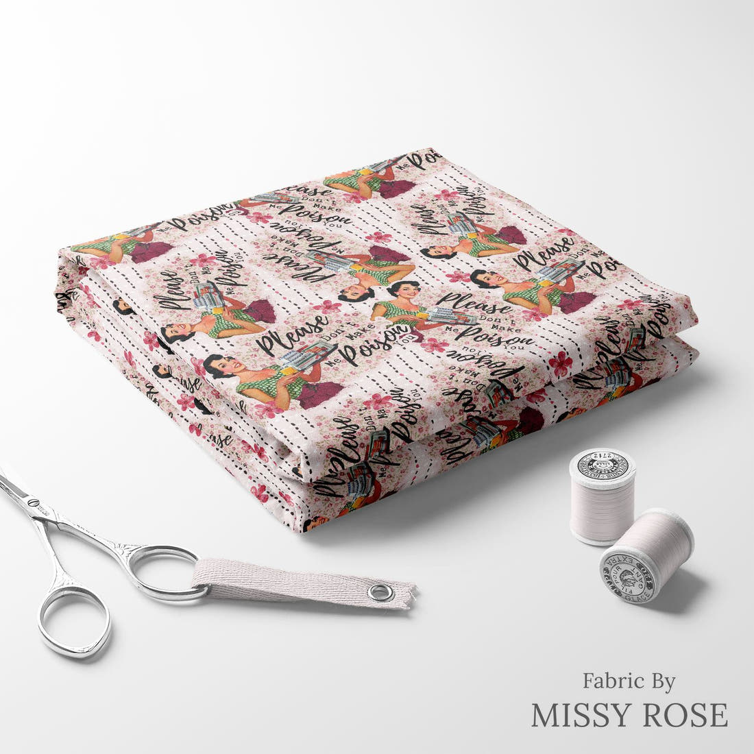 Profanity Fabric 339 folded fabric stack with matching thread - pre-order fabric Australia | Fabric by Missy Rose