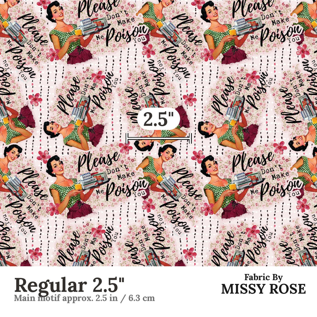 Profanity Fabric 339 Regular 2.5 inch print scale guide | Fabric by Missy Rose