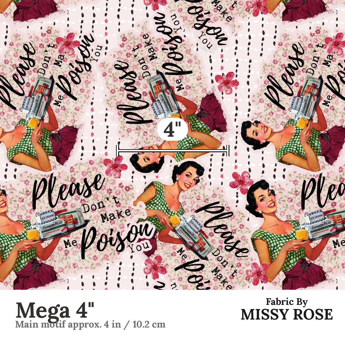 Profanity Fabric 339 Mega 4 inch print scale guide | Fabric by Missy Rose