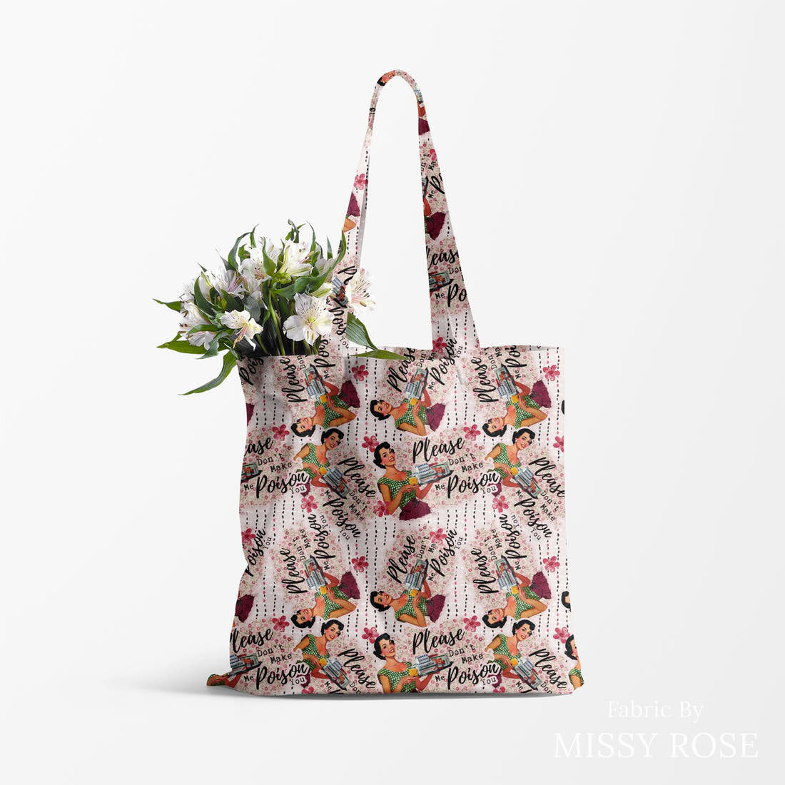 Profanity Fabric 339 made up as a tote bag - see how the print looks made up | Fabric by Missy Rose