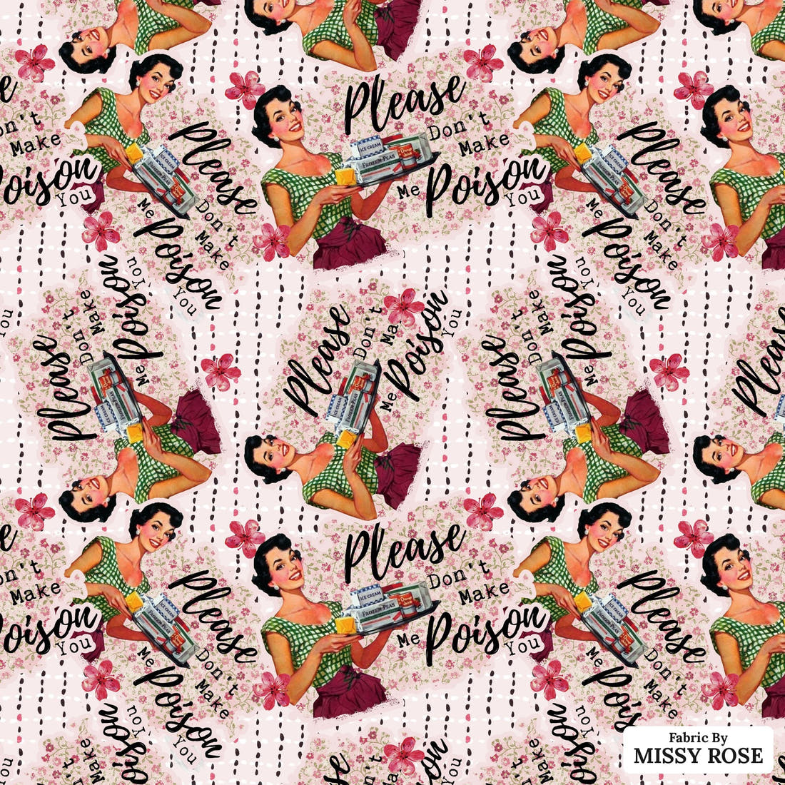 Profanity Fabric 339 - flat view of the print, zoom in for detail | Fabric by Missy Rose