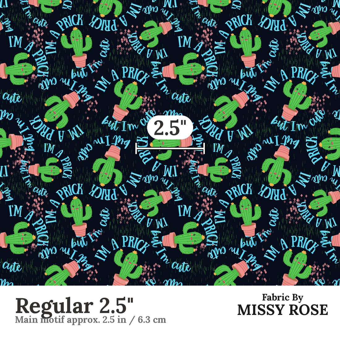 Profanity Fabric 343 Regular 2.5 inch print scale guide | Fabric by Missy Rose