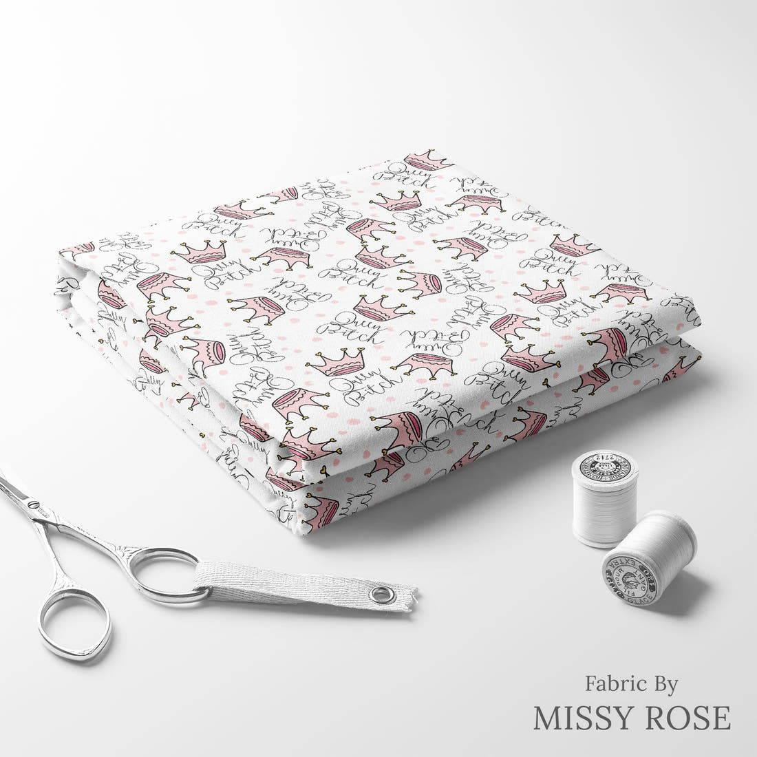 Profanity Fabric 345 folded fabric stack with matching thread - pre-order fabric Australia | Fabric by Missy Rose