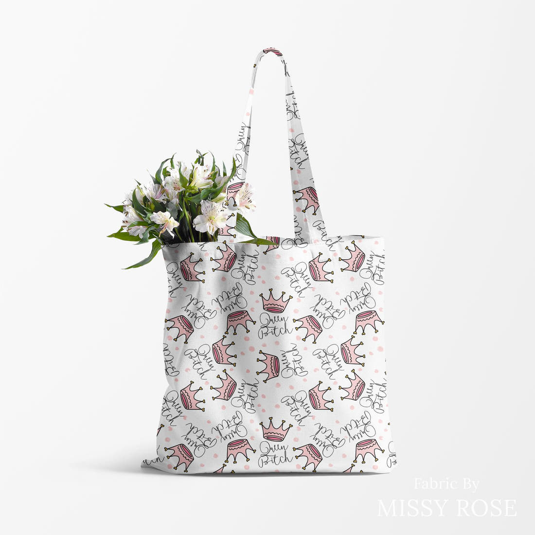 Profanity Fabric 345 made up as a tote bag - see how the print looks made up | Fabric by Missy Rose