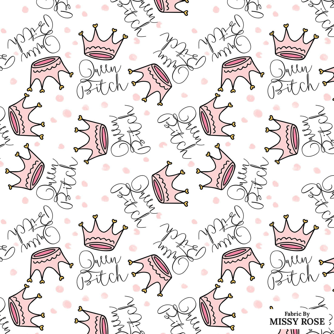 Profanity Fabric 345 - flat view of the print, zoom in for detail | Fabric by Missy Rose