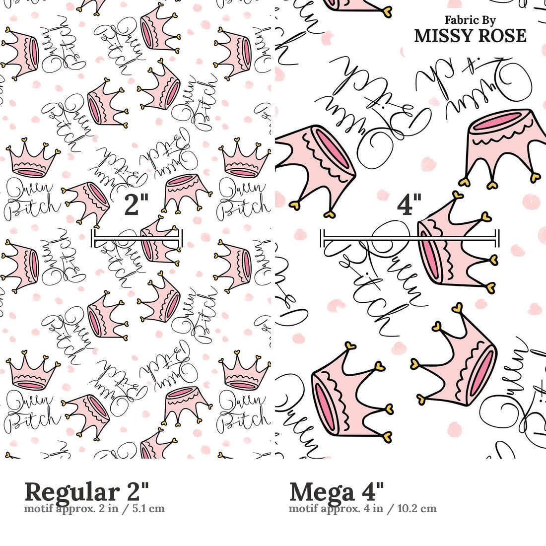 Profanity Fabric 345 Regular 2 inch vs Mega 4 inch print scale side by side | Fabric by Missy Rose