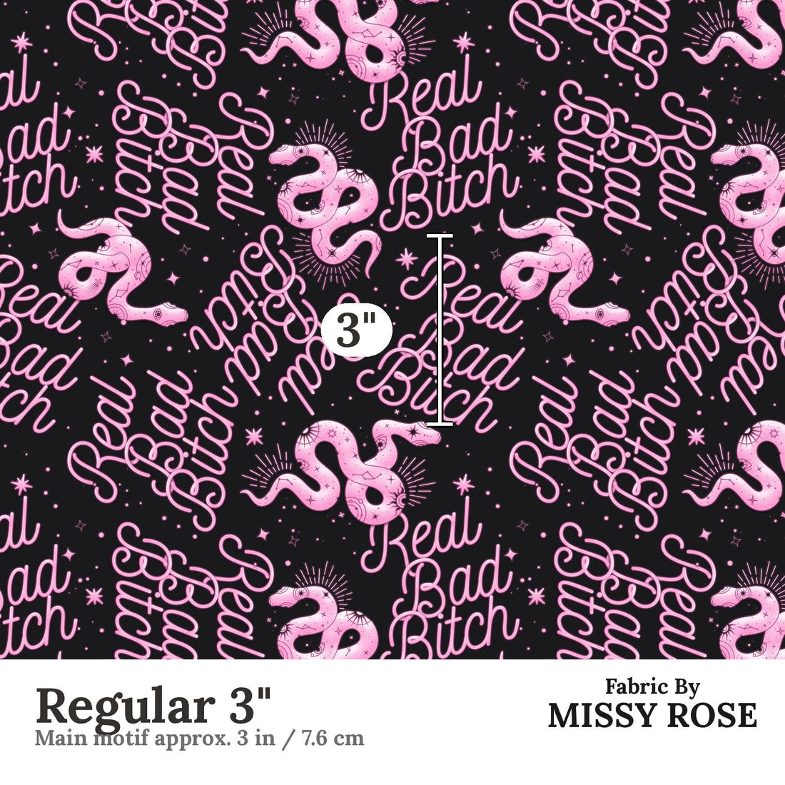 Profanity Fabric 347 Regular 3 inch print scale guide | Fabric by Missy Rose