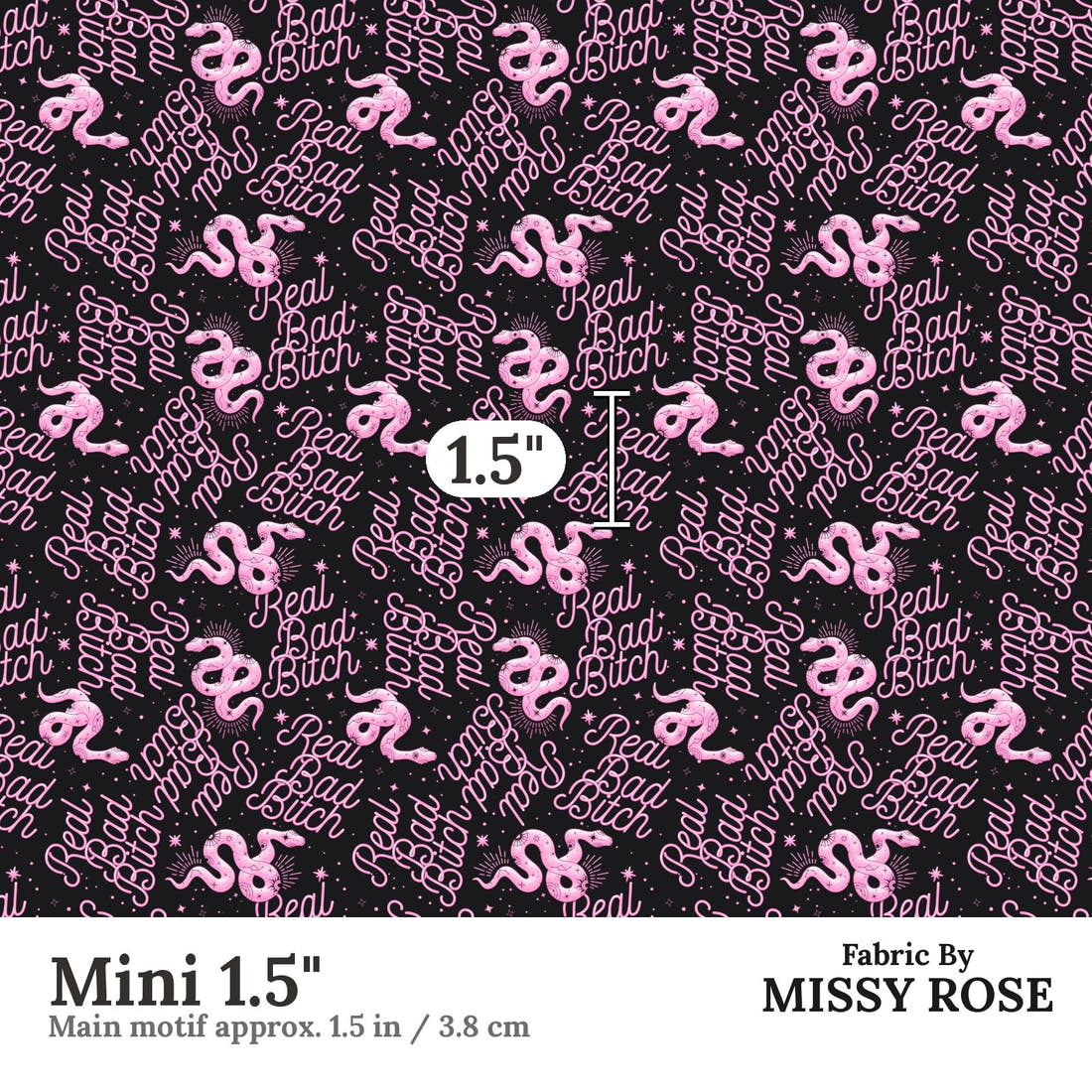 Profanity Fabric 347 Mini 1.5 inch print scale guide | Fabric by Missy Rose