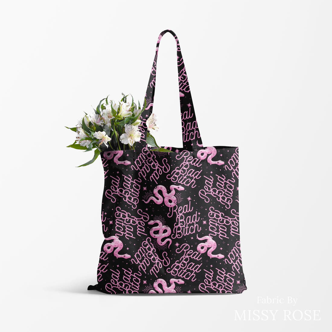 Profanity Fabric 347 made up as a tote bag - see how the print looks made up | Fabric by Missy Rose