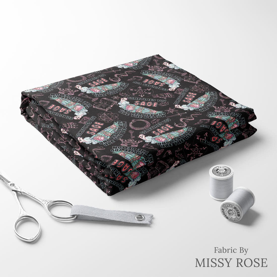 Profanity Fabric 349 folded fabric stack with matching thread - pre-order fabric Australia | Fabric by Missy Rose