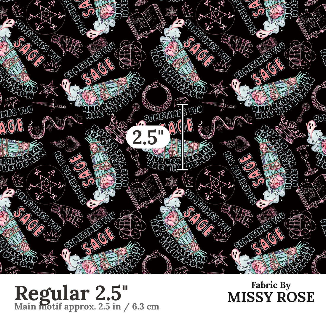 Profanity Fabric 349 Regular 2.5 inch print scale guide | Fabric by Missy Rose