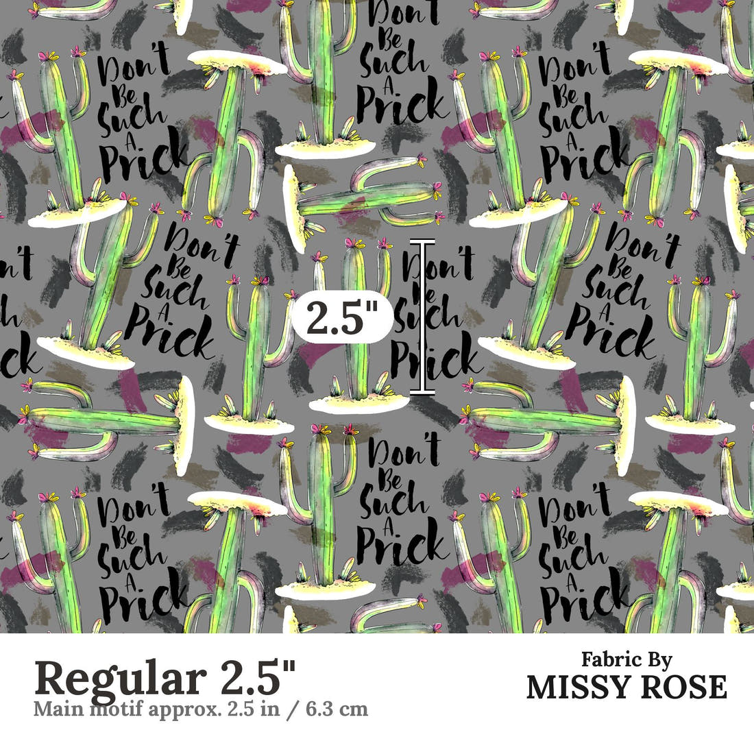 Profanity Fabric 35 Regular 2.5 inch print scale guide | Fabric by Missy Rose